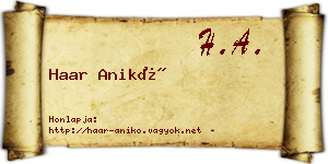 Haar Anikó névjegykártya